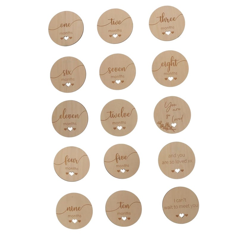 UPKOCH Wooden Growth Announcement Discs Set For Newborn Photography Baby Shower Memory Keepsakes - Image 1